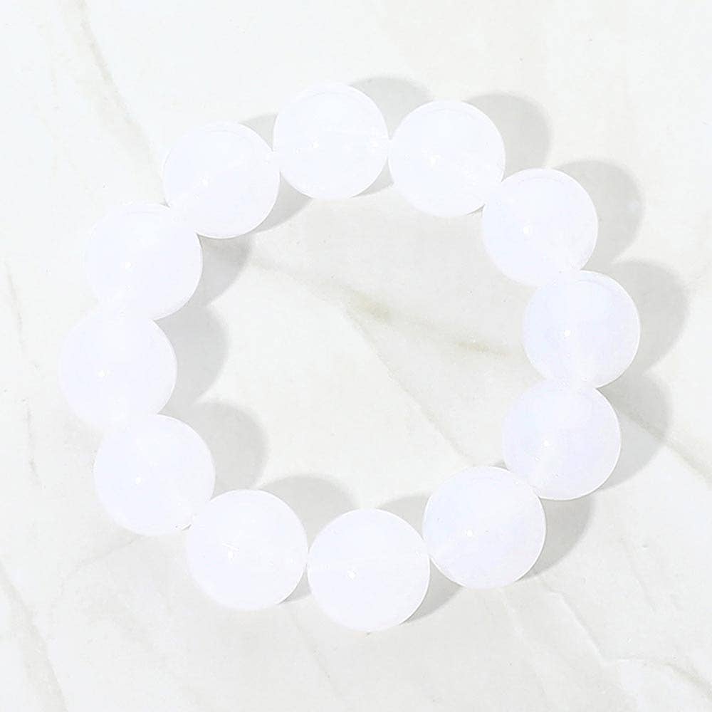 SECRET BOX_Chunky Round Beaded Stretch Bracelet: Multi,Olive Green