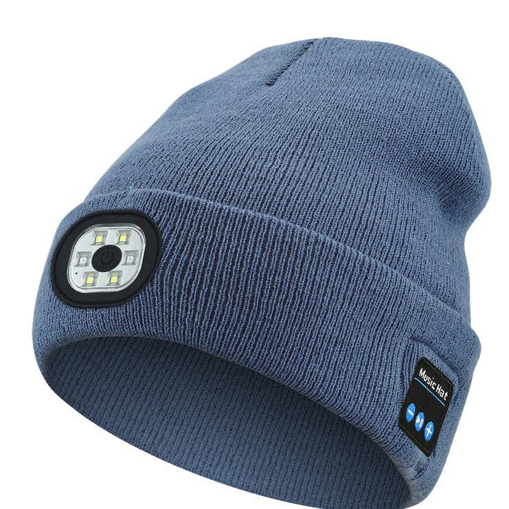 Wireless Bluetooth Beanie with LED Light Outdoor Warm Knit Hat: M1-BL10 Pink