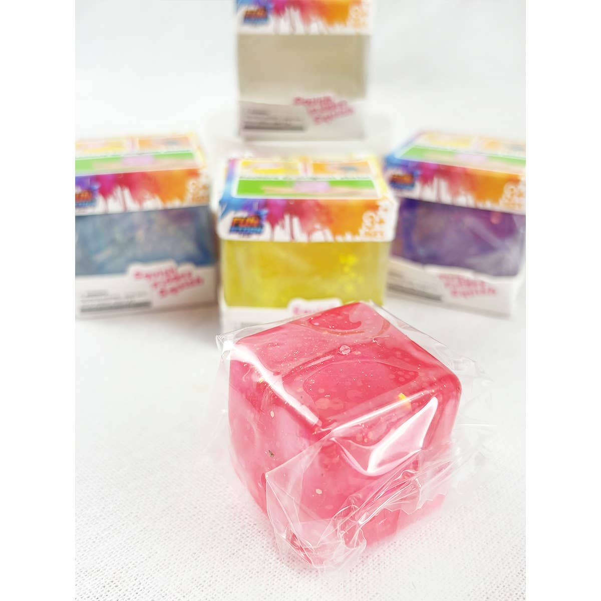 Glitter Ice Cube Squishy Fidget Toy: RANDOM COLOR