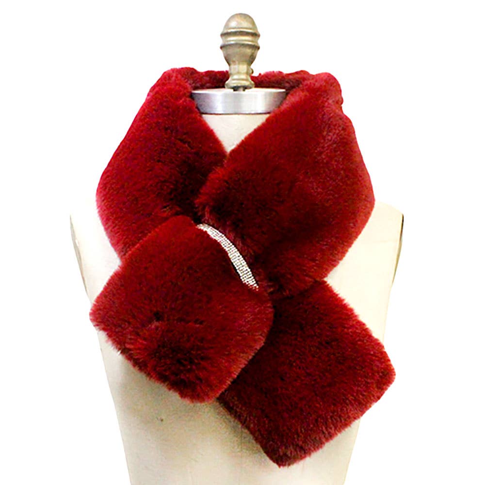 Faux Fur Bling Pull Through Scarf: Fu