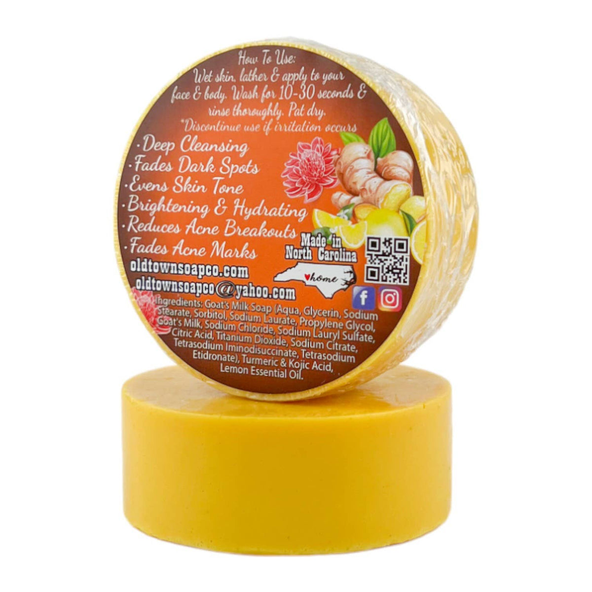 Lemon, Turmeric & Kojic Acid Face & Body Bar - Candle Queen Candles