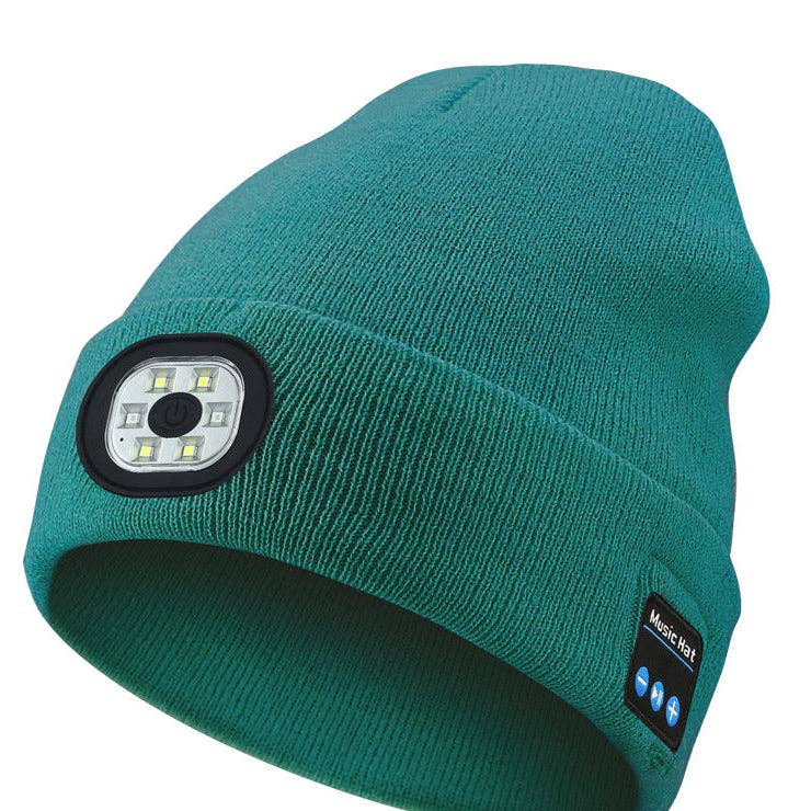 Wireless Bluetooth Beanie with LED Light Outdoor Warm Knit Hat: M1-L10 Medium Heather Gray 1-Light
