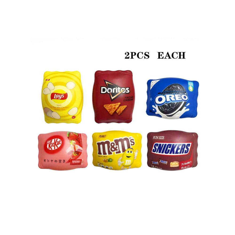 12PCS - Assorted Snack Squeeze Squishy Stress Relief Toy