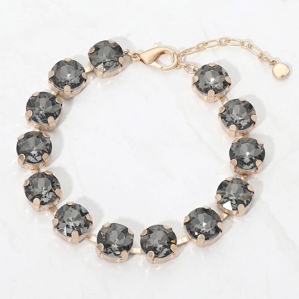 Round Stone Cluster Link Bracelet: Pink
