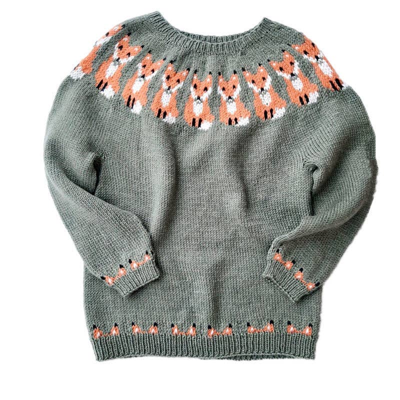 Fox Crewneck Knit Sweater size MEDIUM