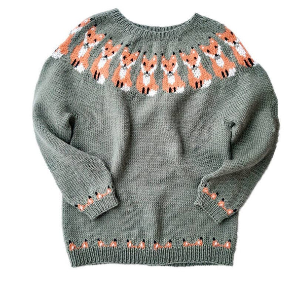 Fox Crewneck Knit Sweater size MEDIUM