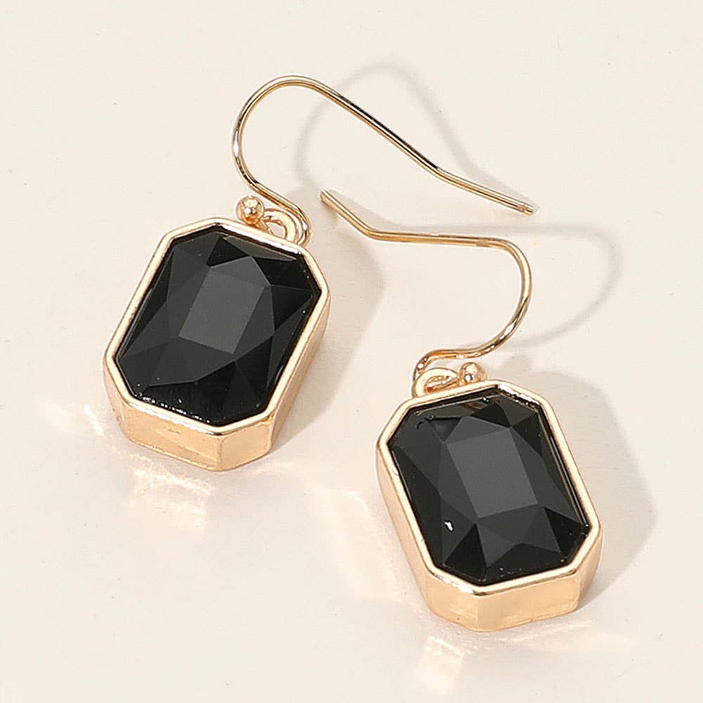 Iridescent Faceted Drop Dangle Earrings: Clear,Gold