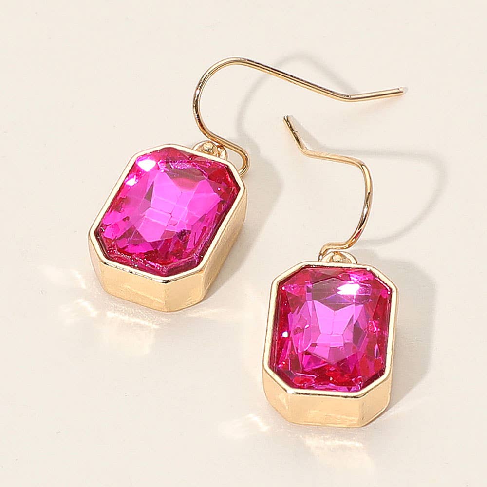 Iridescent Faceted Drop Dangle Earrings: Black Diamond,Gold