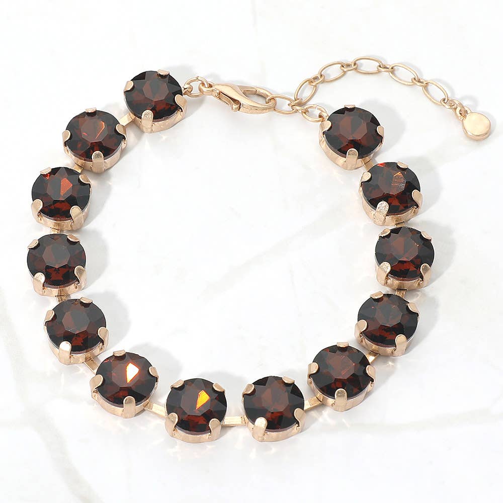 Round Stone Cluster Link Bracelet: Pink