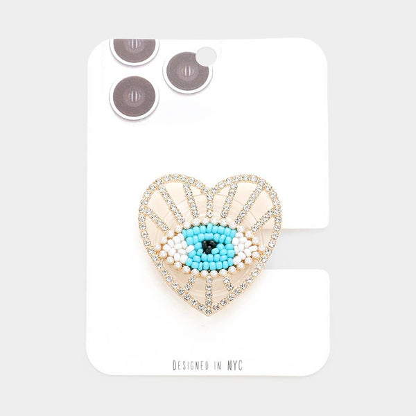 Evil Eye Centered Heart Adhesive Phone Grip and Stand