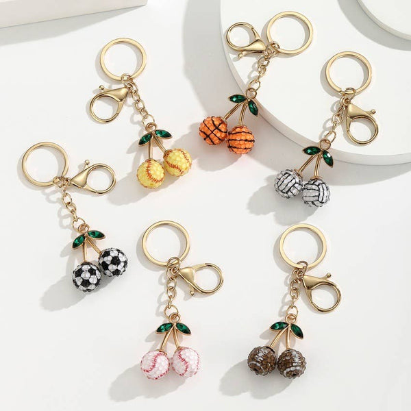 Bedazzled Cherry Sports Keychain