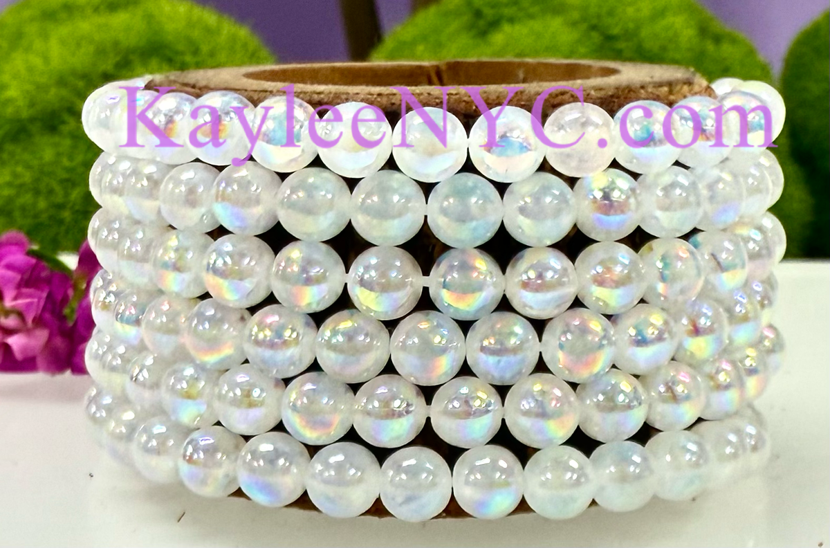 Angel Aura Selenite 6mm 7.5” Stretch Bracelet