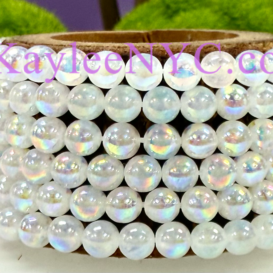 Angel Aura Selenite 6mm 7.5” Stretch Bracelet