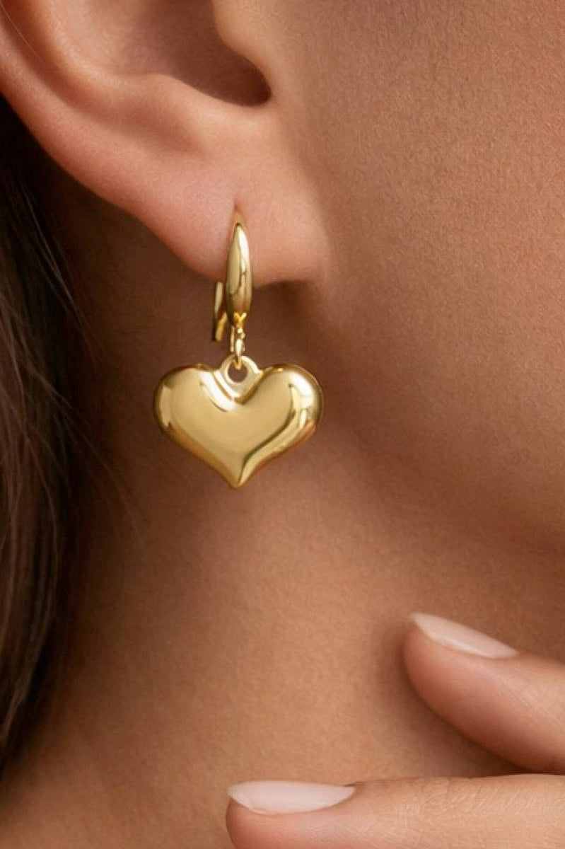 18K Gold Plated Waterproof Stainless Steel Drop Heart Earrings