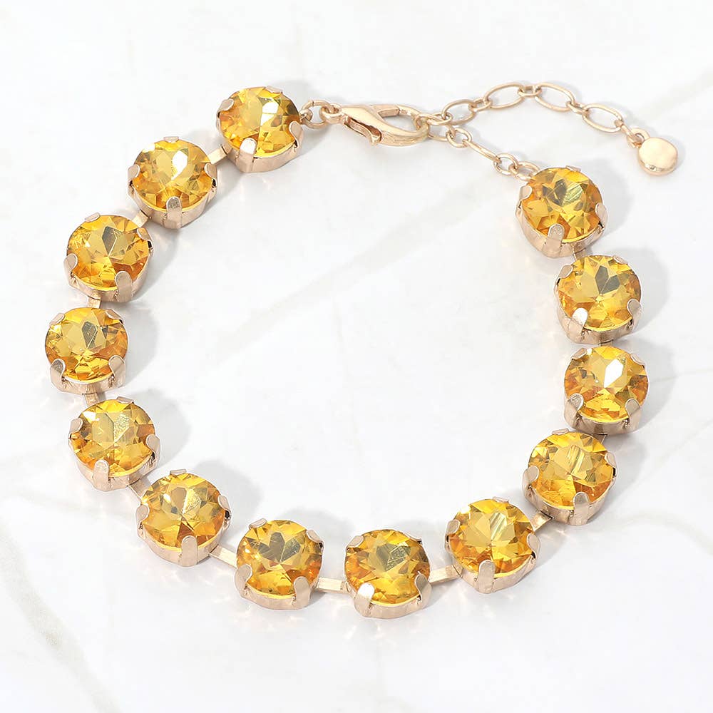 Round Stone Cluster Link Bracelet: Fuchsia