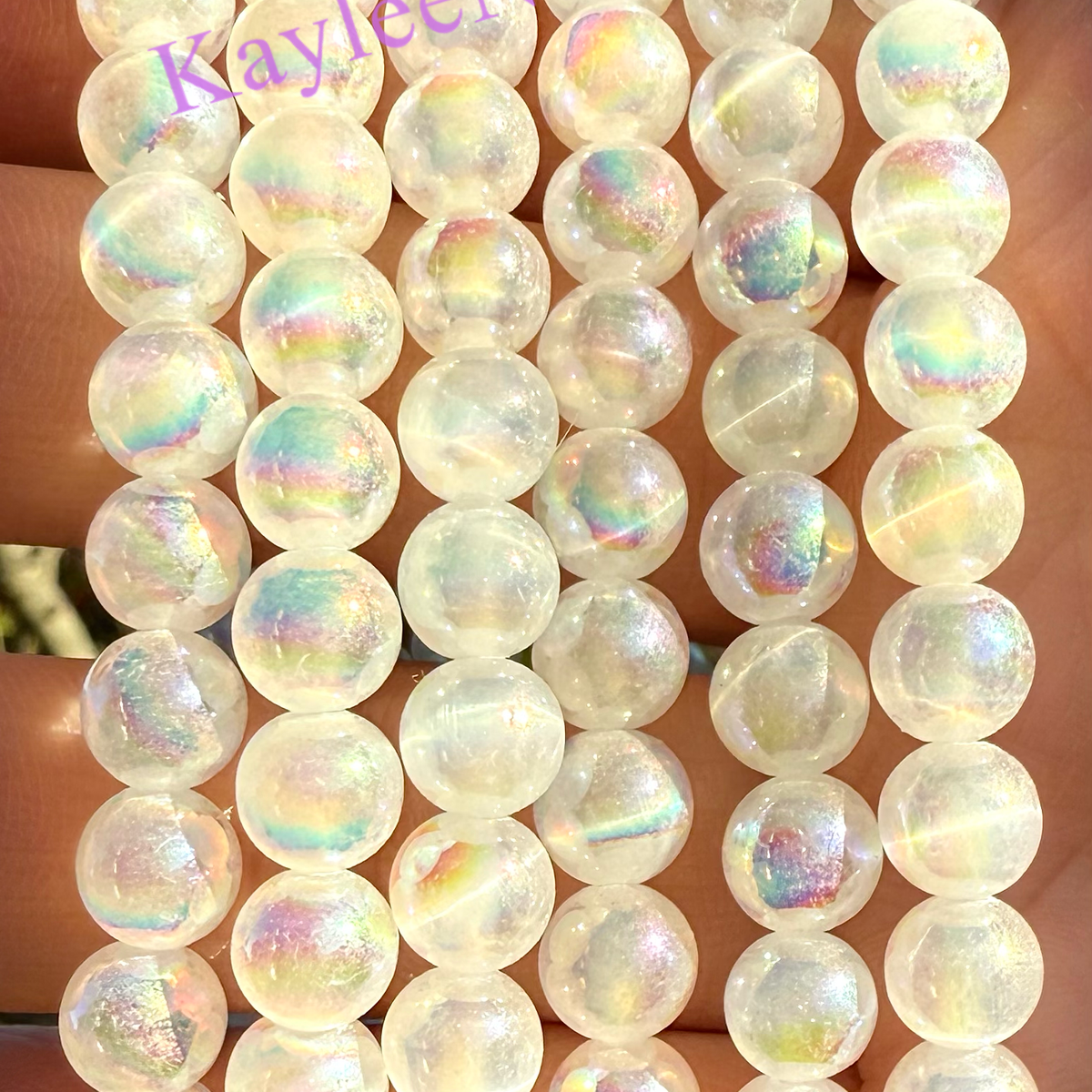 Angel Aura Selenite 6mm 7.5” Stretch Bracelet