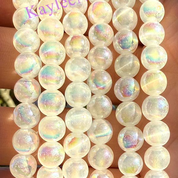 Angel Aura Selenite 6mm 7.5” Stretch Bracelet