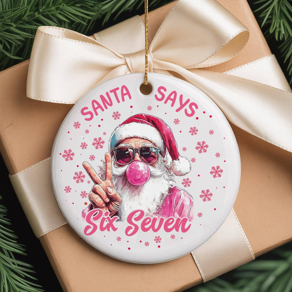 Six Seven Santa Christmas Ornament, Funny Number Meme Gift