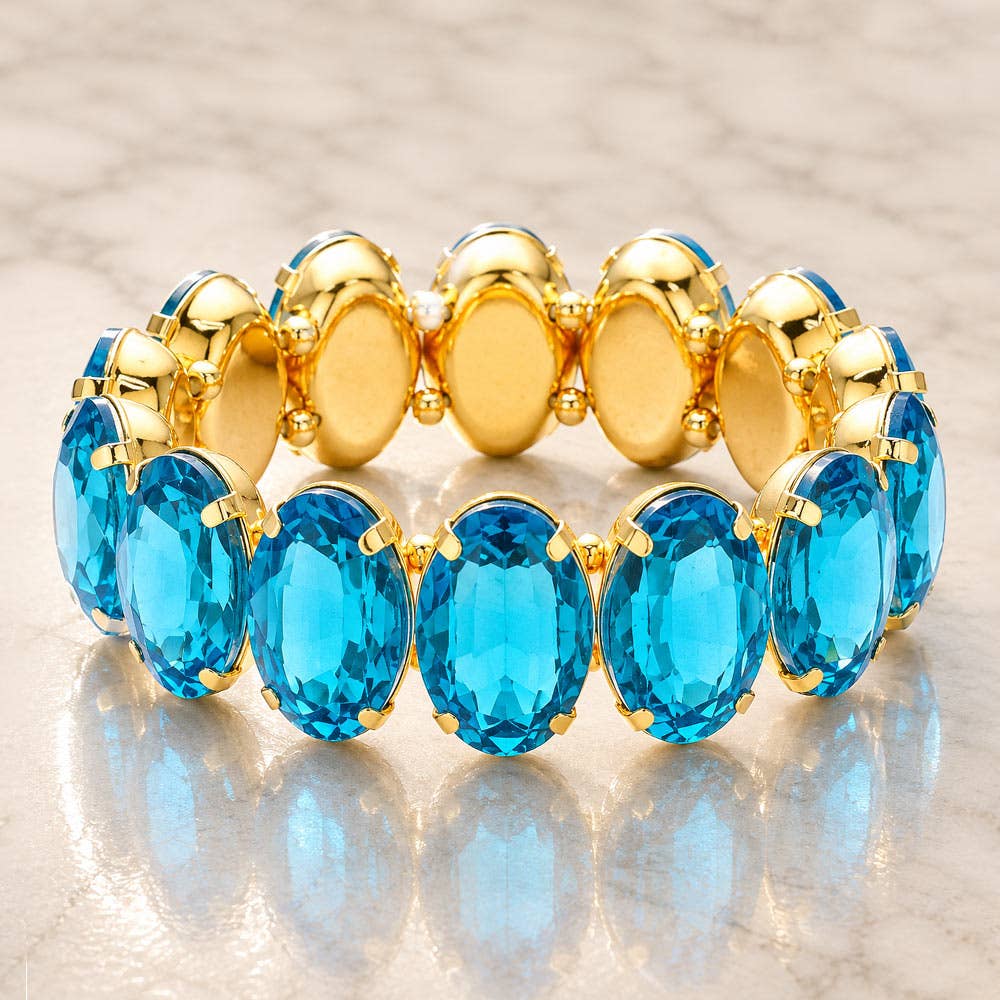 Oval Stone Stretch Evening Bracelet: Multi