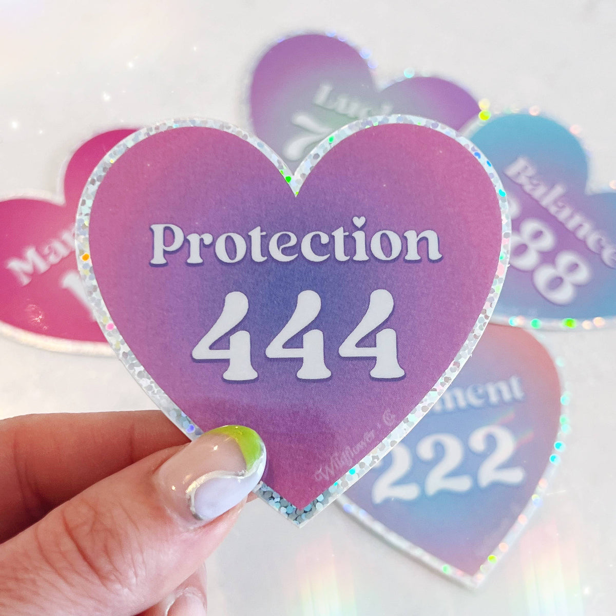 Angel Number Heart Sticker - Manifest Protection Alignment +: 1111 Manifest
