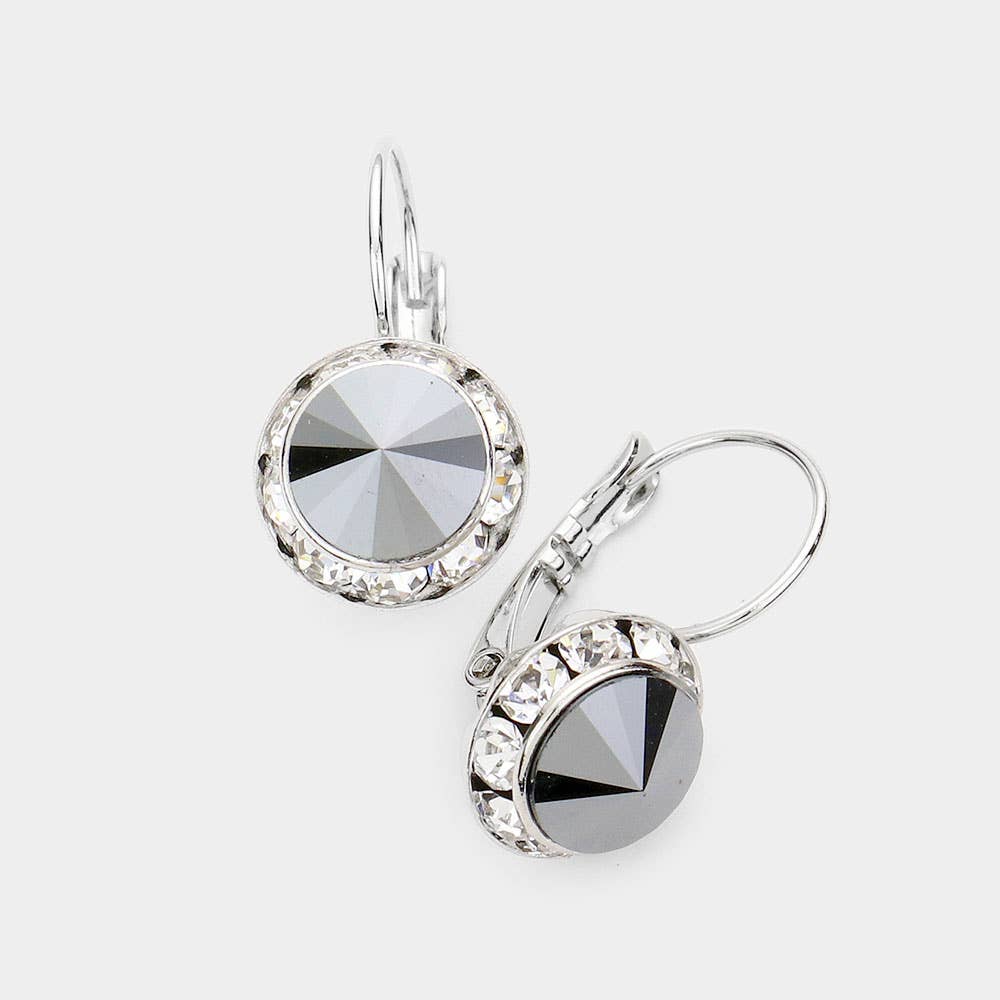 Rivoli Cut Genuine Crystal Lever Back Earrings: AB