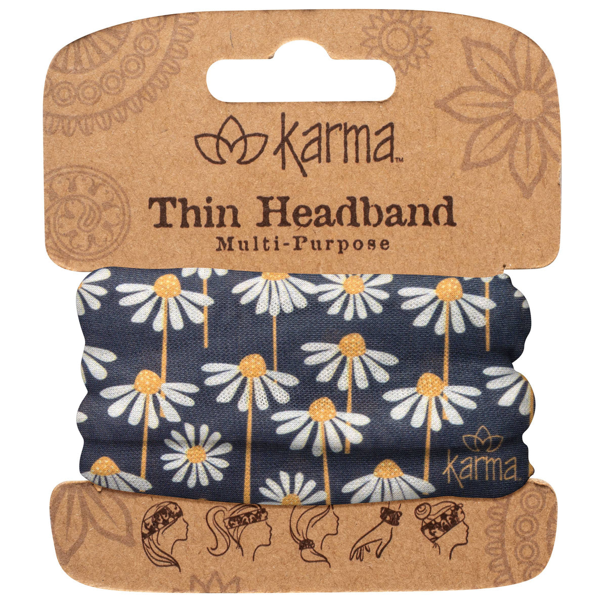 Thin Headband: Peach Split Floral