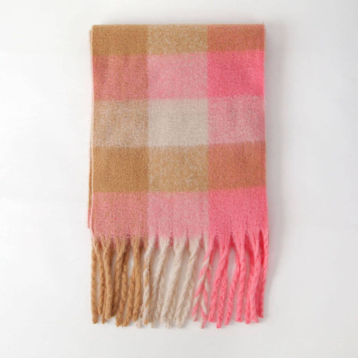 Plaid Pattern Wool Scarf for Women - Soft, Warm, and Stylish: Red Yellow Plaid