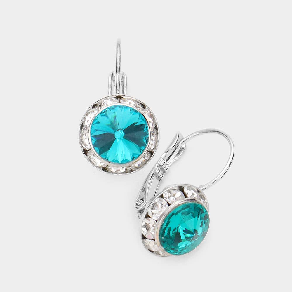 Rivoli Cut Genuine Crystal Lever Back Earrings: AB