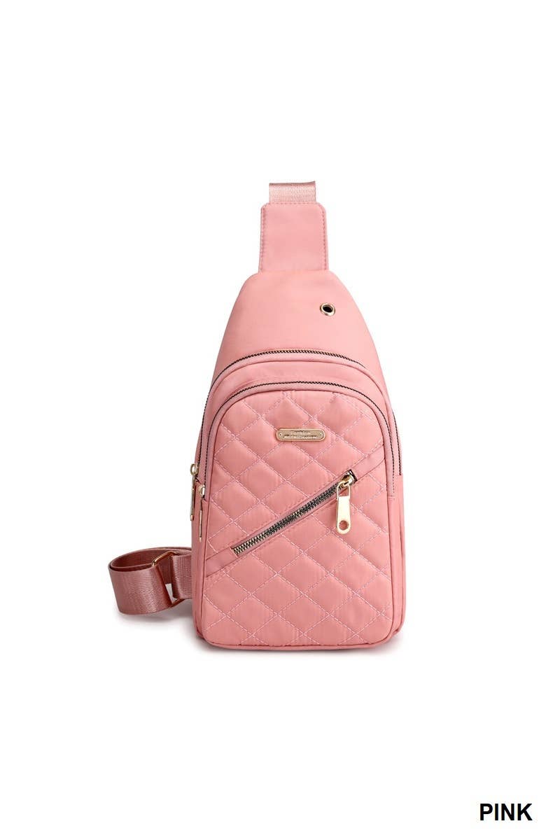 Quilted Multi-pocket Crossbody Sling Bag: BLACK / 1 (ONE SIZE)