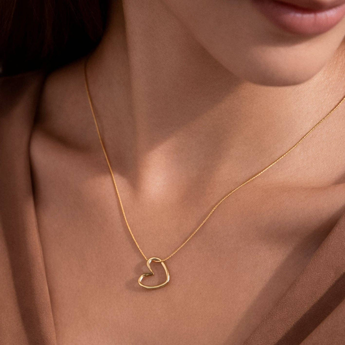 18K Gold Plated Waterproof Stainless Steel Heart Necklace