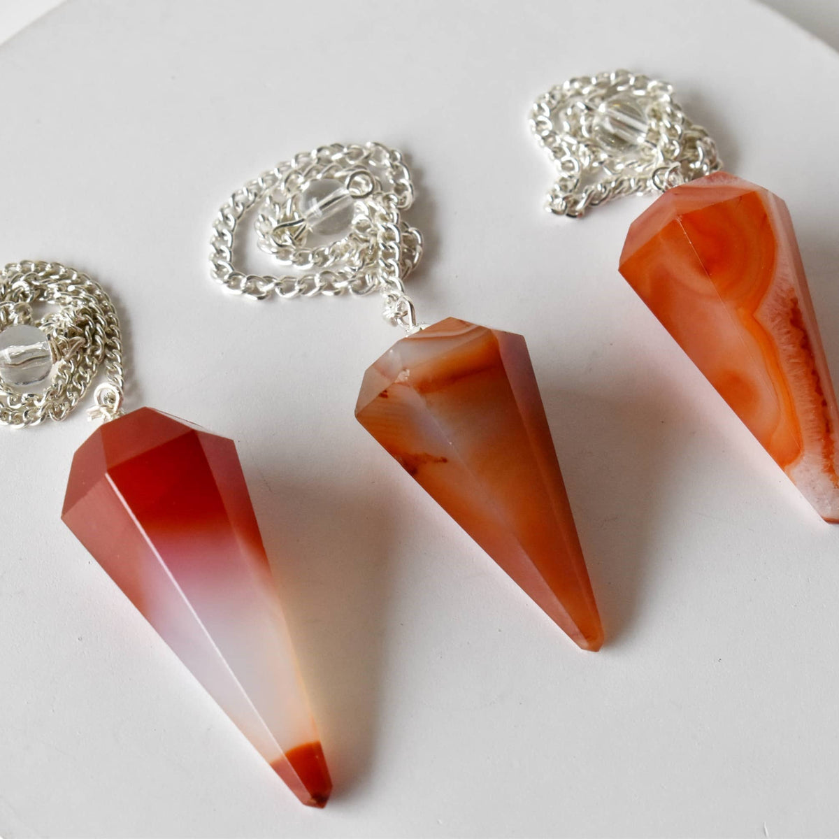 Dowsing Pendulum | Carnelian | Faceted Crystal Pendulum - Candle Queen Candles
