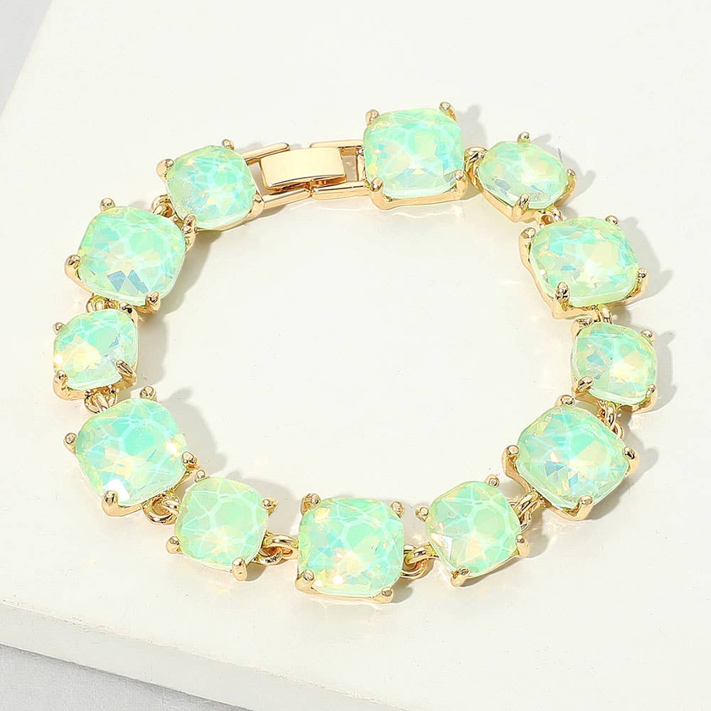 Cushion Square Stone Link Evening Bracelet: Vitrail Medium