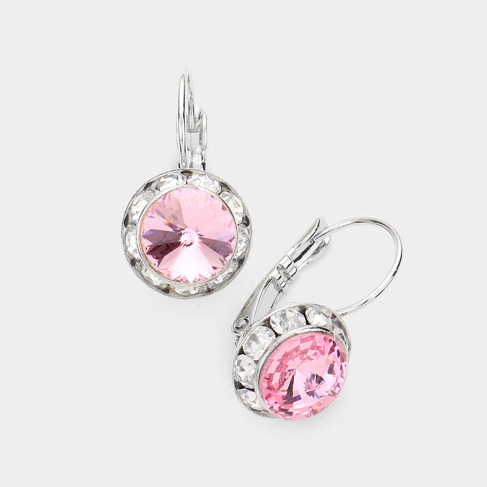 Rivoli Cut Genuine Crystal Lever Back Earrings: AB