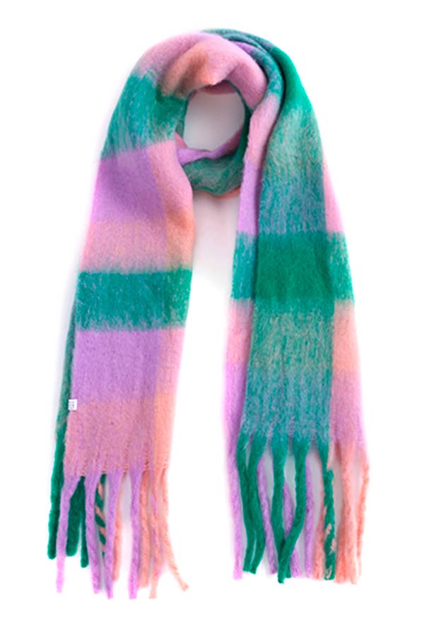 Oversize Soft Winter Scarf: Pink/Multi