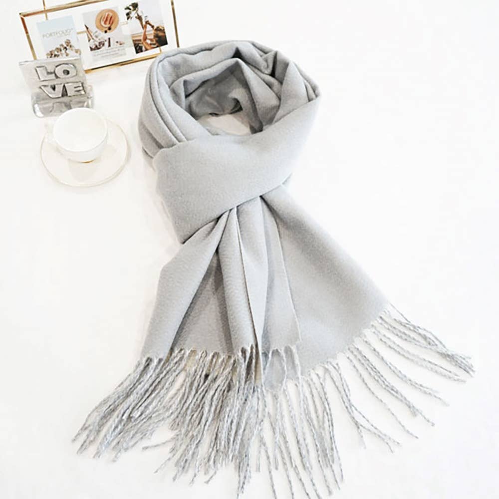 Soft Two Tone Classic Fringe Shawl Wrap Scarf: Beige,Dust Pink