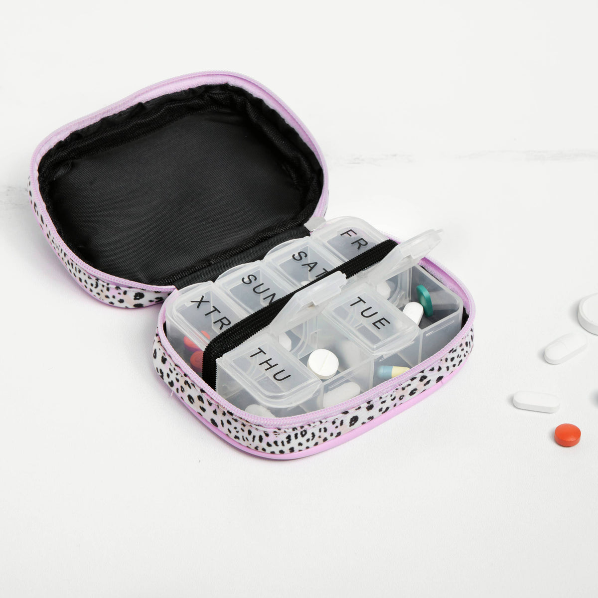 Travel Pill Case - Lavender Leopard