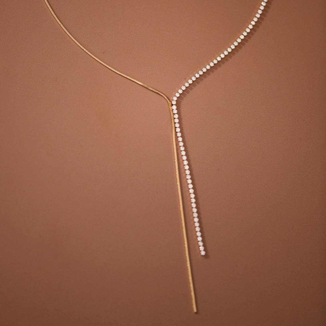18K Gold Plated Stainless Steel Dainty Lariat Necklace