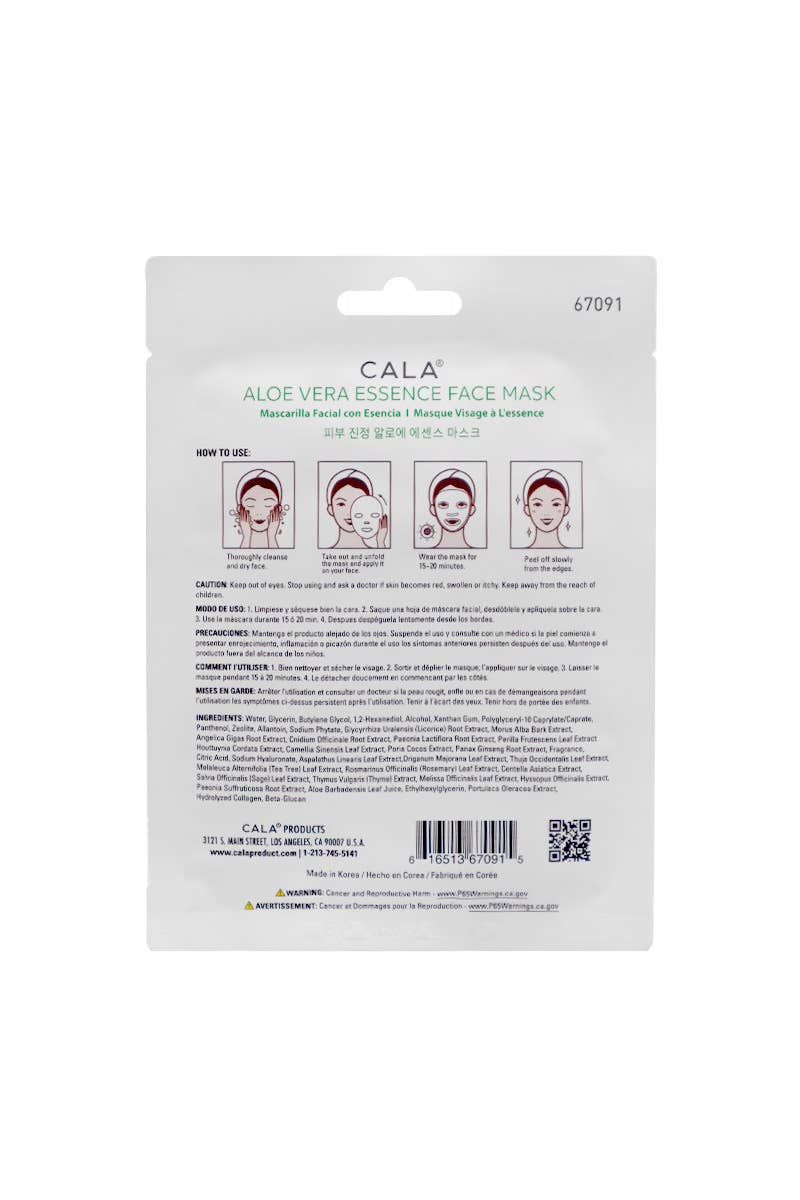 CALA 67091 Aloe Vera Soothing Facial Mask Sheet - 12pc
