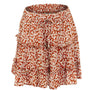 Elastic waist floral tiered mini skirt
