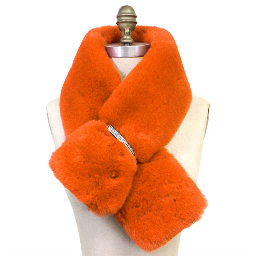 Faux Fur Bling Pull Through Scarf: Fu