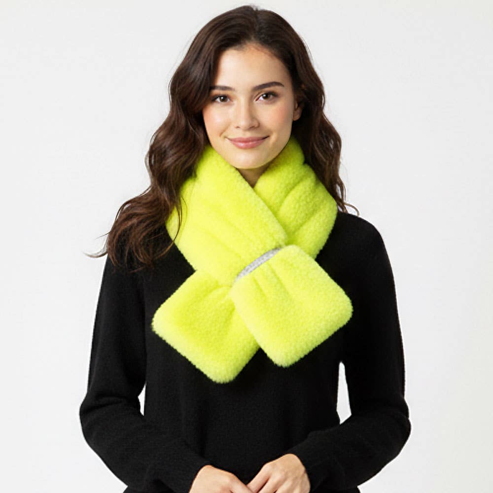 Faux Fur Bling Pull Through Scarf: Pink