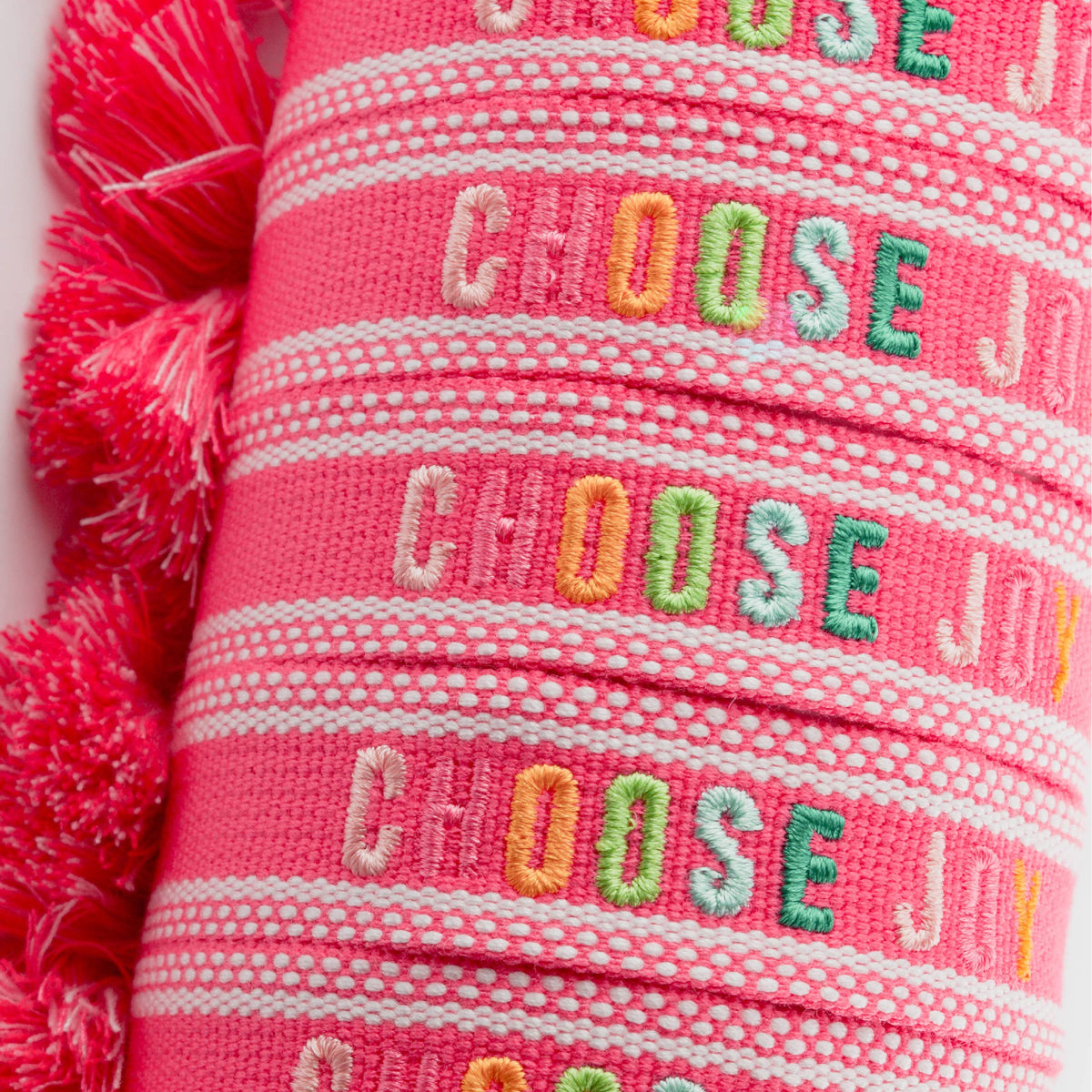 Colorful Embroidered Bracelets | Hot Pink | Choose Joy