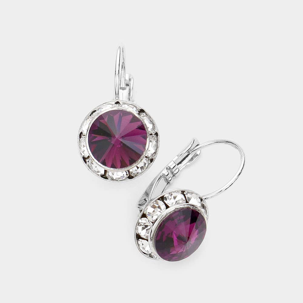 Rivoli Cut Genuine Crystal Lever Back Earrings: AB