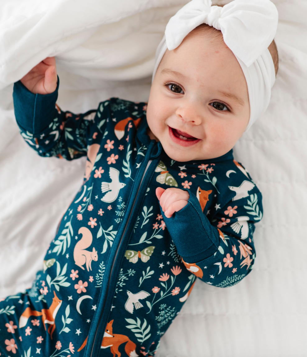 Baby Bamboo Pajamas - Bamboo Sleeper - Woodland - ALICE: 3-6m
