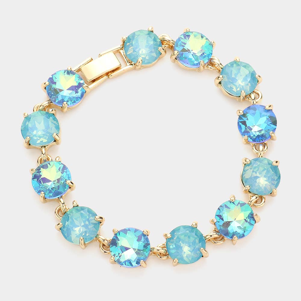Round Stone Link Evening Bracelet: Gold