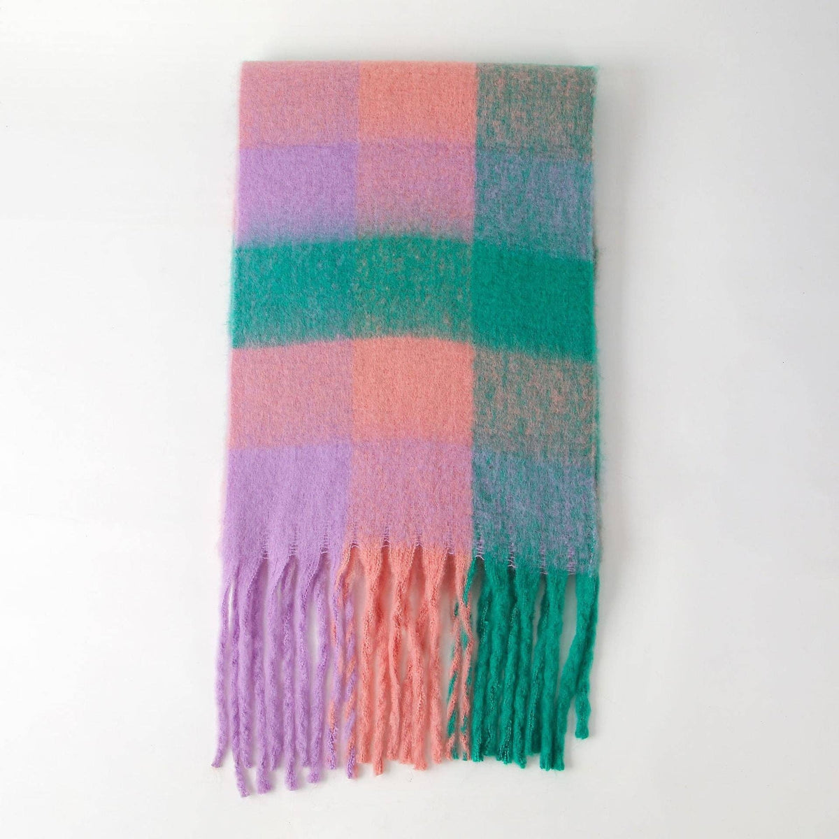 Plaid Pattern Wool Scarf for Women - Soft, Warm, and Stylish: Red Yellow Plaid