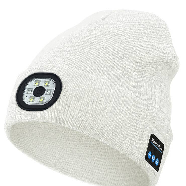 Wireless Bluetooth Beanie with LED Light Outdoor Warm Knit Hat: M1-L10 Medium Heather Gray 1-Light