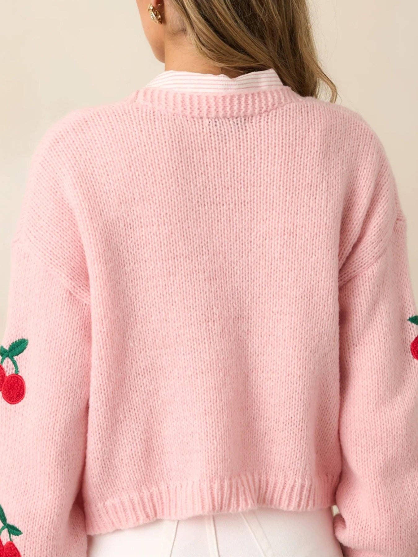 Cherry Embroidery Pink Sweater Cardigan – Candle Queen Candles