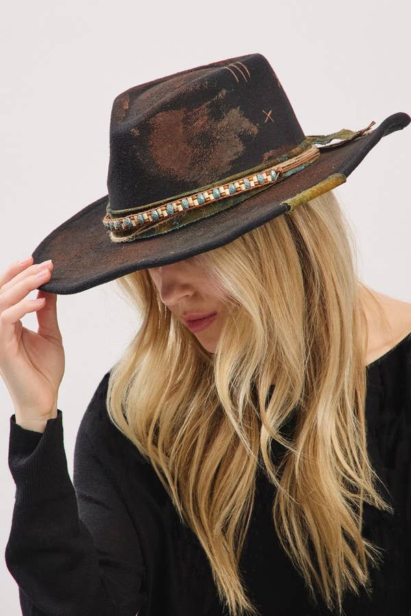 Distress Vintage Versatile Shapable Fedora Cowboy Hat
