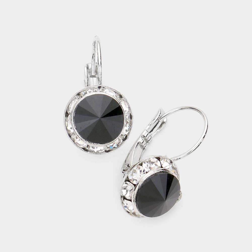 Rivoli Cut Genuine Crystal Lever Back Earrings: AB